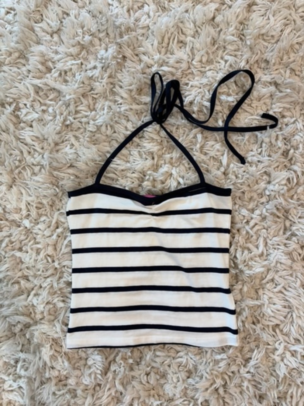 Edikted White and Black Striped Halter Tube Top